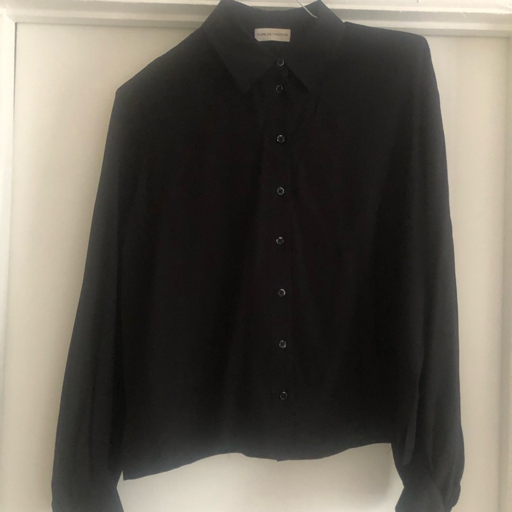 ❤️Scanlan Theodore Black Silk Shirt Long Sleeve Button Size 8